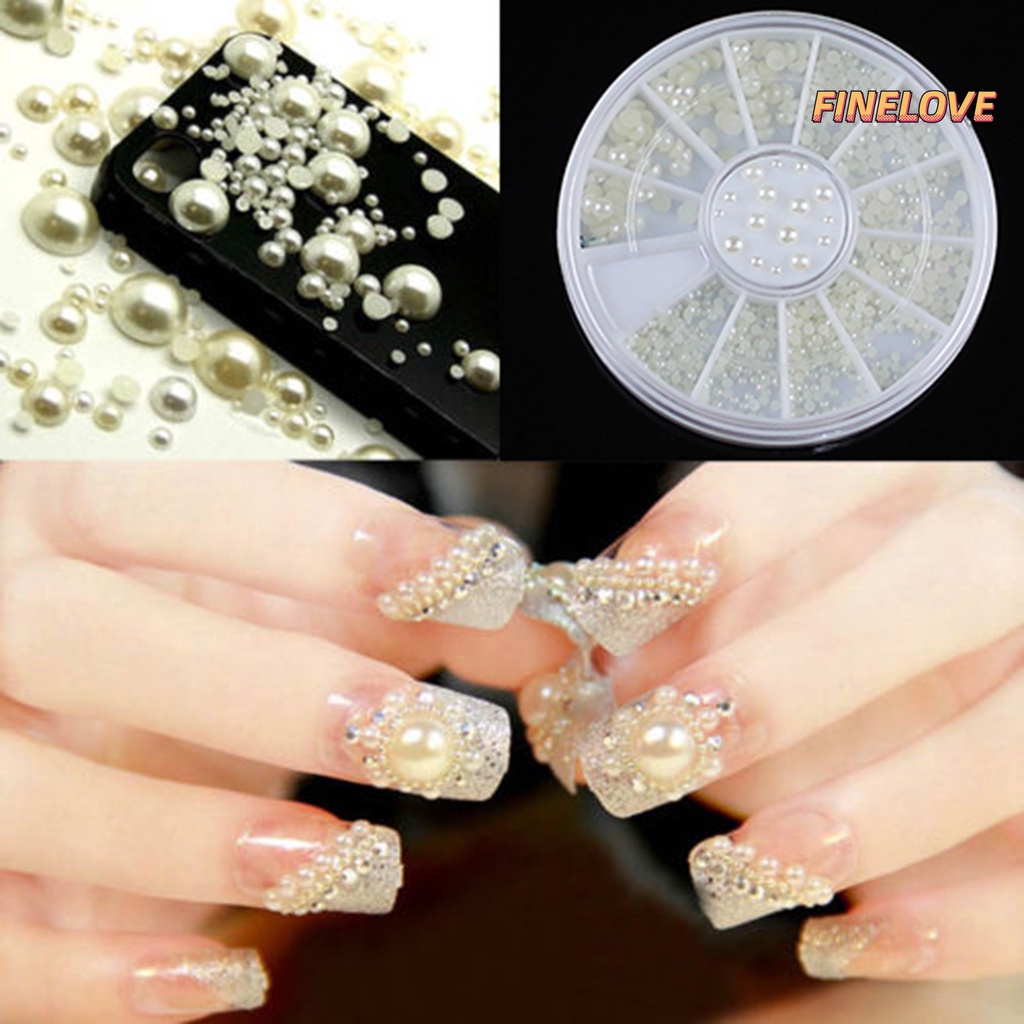 Hộp Hạt Ngọc Trai Giả 3 Kích Cỡ Đính Móng Nghệ Thuật