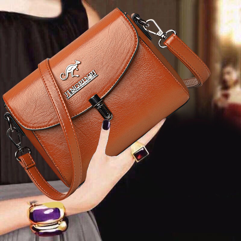 Túi đeo vai hình vuông cỡ lớn bằng da màu trơn đơn giản thời trang dễ phối đồ chất lượng cao cho bạn gái