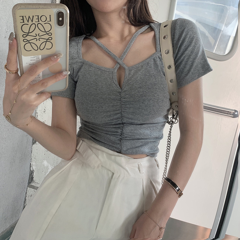 Áo thun IELGY ngắn tay ôm dáng quyến rũ mẫu 2021 dành cho nữ