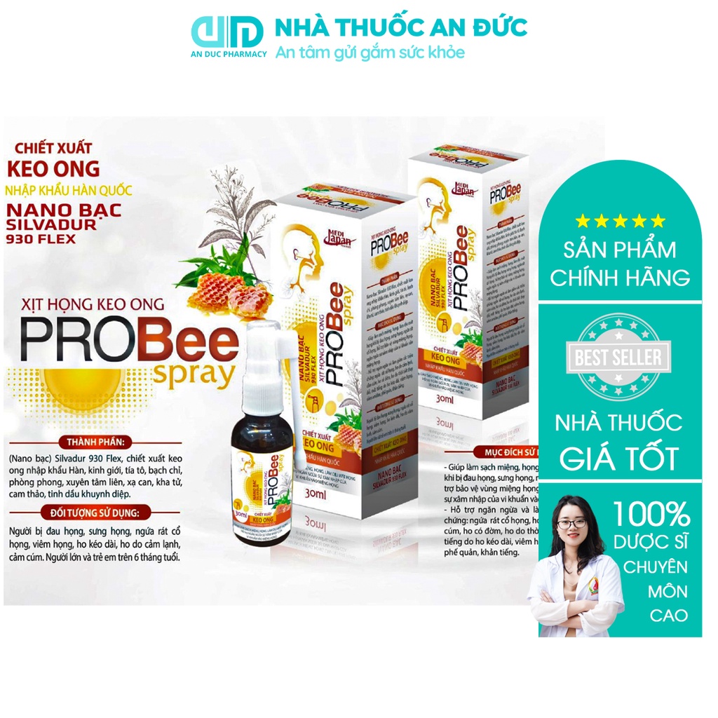 Xịt họng keo ong, nano bạc silvadur 930 - Hỗ trợ giảm đau họng, sưng họng, ngứa rát cổ họng, ho kéo dài, ho do cảm lạnh