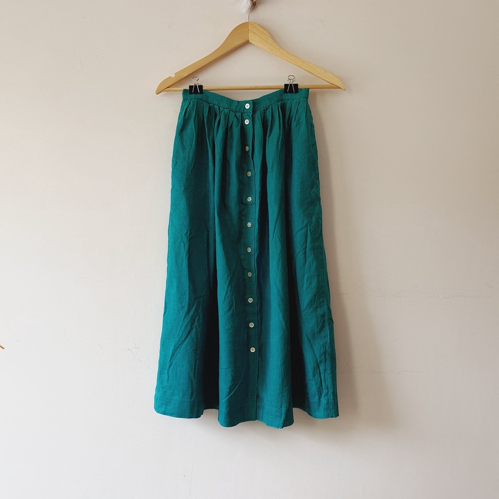 Chân váy linen dáng xòe màu xanh teal Hiệu AYLESBURY - TOKYO STYLE - em và nắng
