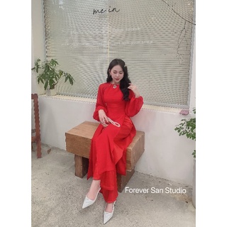 Tứ thân đỏ tươi  tay phồng dài