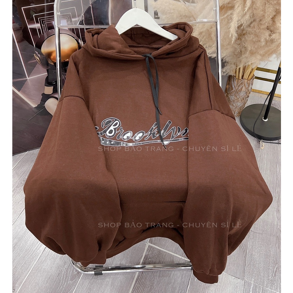 [ sẵn ] Áo Hoodie Forrm Rộng Xám Nâu BROO Ulzzang [ nam nữ mặc được ]