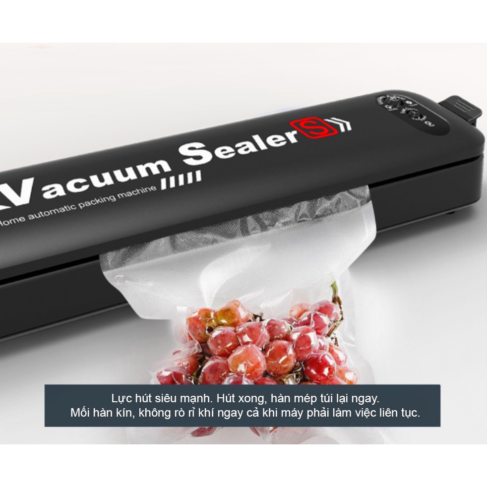 Máy Hút chân Không Thực Phẩm Hàn Miệng Túi Vacuum Sealer Tặng Kèm 10 Túi Nhám(Chính Hãng)