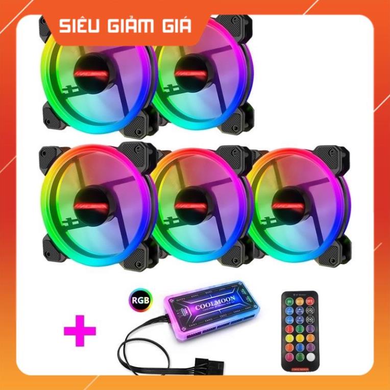 Fan Case Coolmoon/Coolman Sunshine 12cm RGB có kèm Hub và Remote Control Led