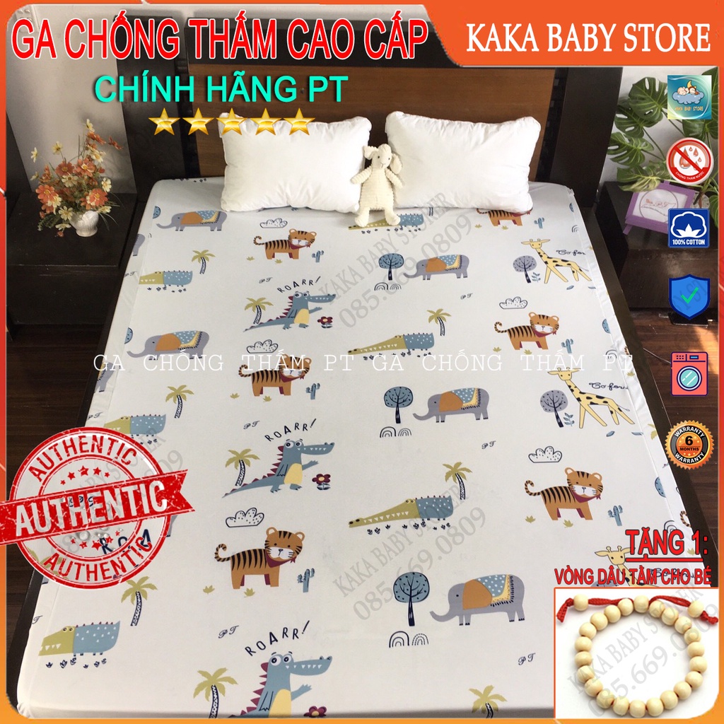 Ga chống thấm cotton cao cấp chính hãng PT, ga trải giường chống thấm không nóng, bí lưng không sột soạt (được chọn mẫu)