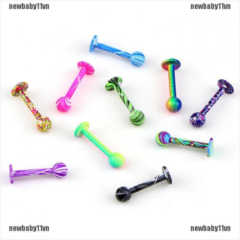 Bộ 10 Khuyên Môi 16G BằNg ThéP Không Gỉ