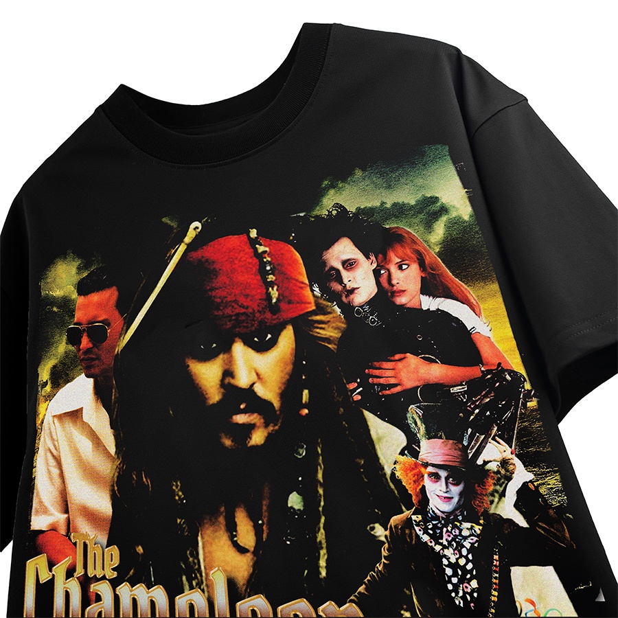 BLANK | Áo Thun Johnny Depp Tay Lỡ Unisex - Đen/Trắng Cổ Tròn