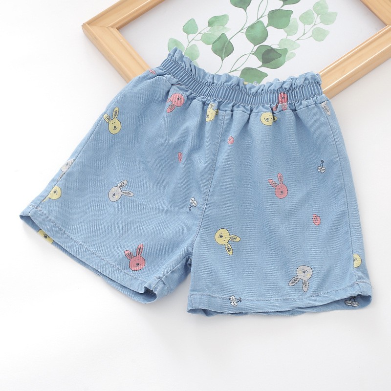 Quần Đùi Bé Gái / Quần Sooc Bé Gái Chất Liệu Bò Giấy Siêu Mềm Mát Cạp Chun Co Dãn Thoải Mái Cho Bé Từ 11-29kg