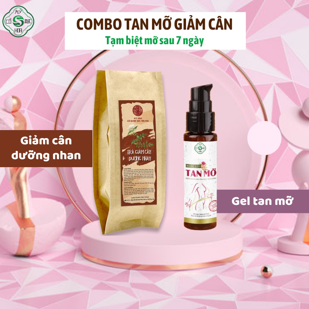 Combo trà giảm cân kem tan mỡ bụng Cổ dược Kỳ Hoa - Tuyệt chiêu đánh tan mỡ thừa , giảm cân an toàn tuyệt đối