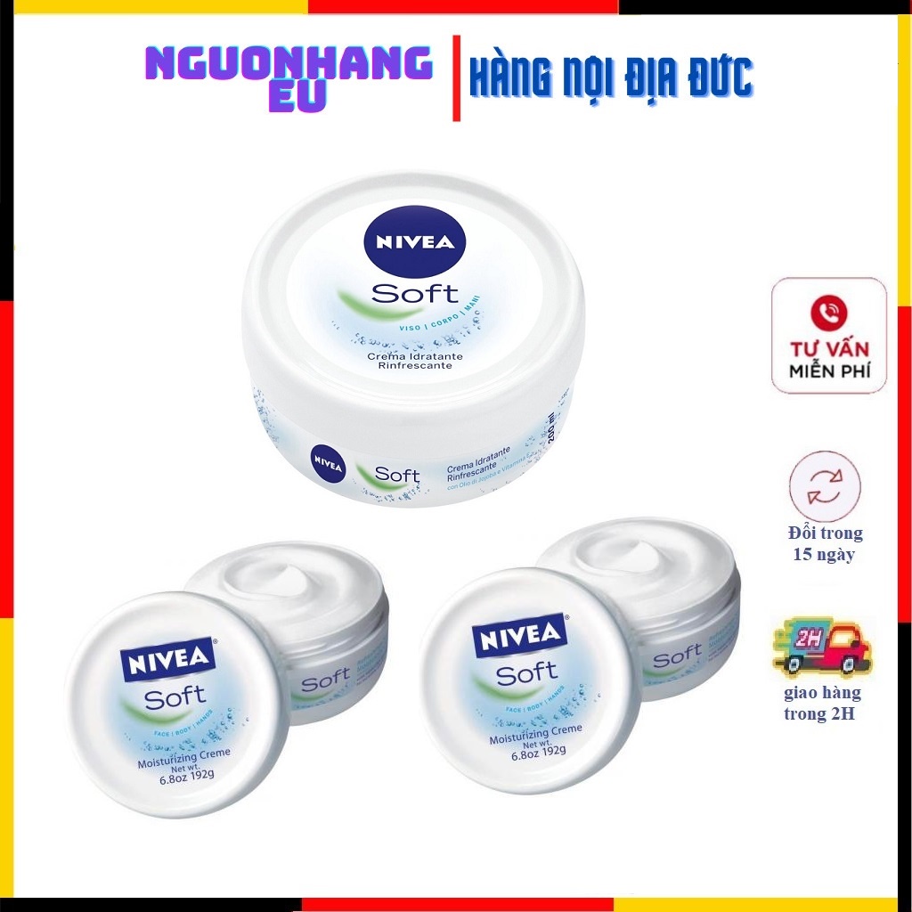 Kem dưỡng ẩm Nivea Soft Đức giảm khô da viêm da tạo độ ẩm chống nẻ da mịn màng 200ml & 375ml