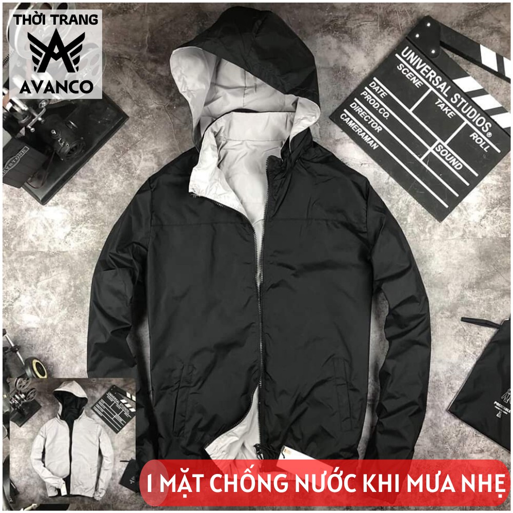 Áo Khoác Gió Nam, Nữ Unisex Hai Mặt Có Mũ Uniplus, Chất Vải Dù 2 Lớp Chống Nước, Bụi Hiệu Quả, Hàng Chính Hãng - 1KG2