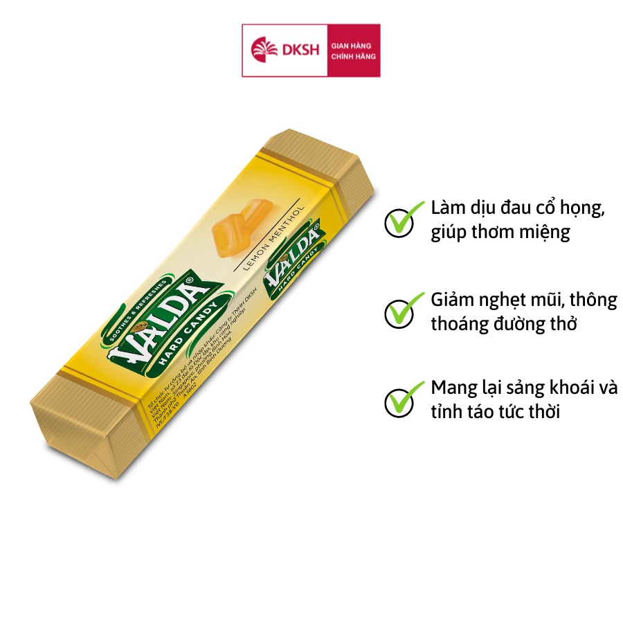 Kẹo ngậm VALDA Vị Chanh Bạc Hà - Thanh 10 viên 38g