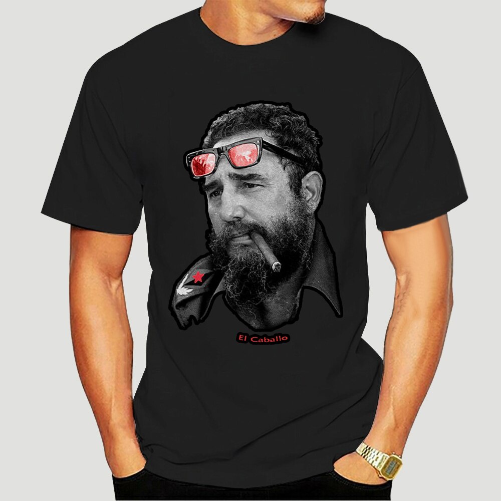 Áo nam EL CABALLO Cuba Kuba Guerilla RAF Che Guevara Demo Hero Fidel CastroO-cổ áo thun cotton Tee
