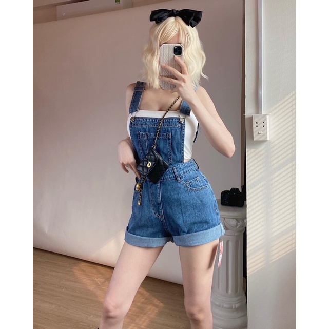 Yếm jean quần short