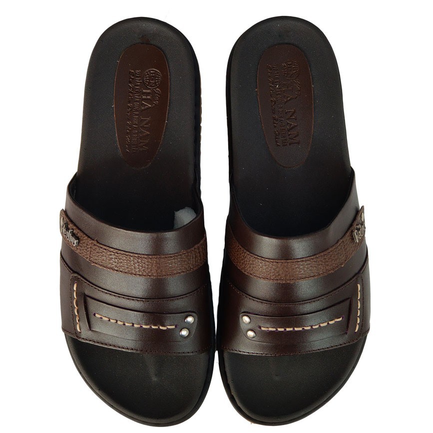 Dép nam quai ngang HÀ NAM da bò thật cao cấp DN250