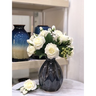 Bình hoa gốm sứ Bát Tràng vân kim cương màu sắc trang nhã