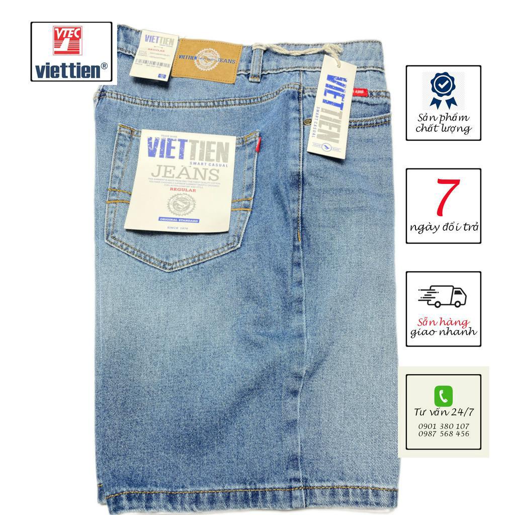 VIETTIEN - QUẦN SHORT NAM (JEAN) 6R7125, 100% COTTON, MÀU XANH