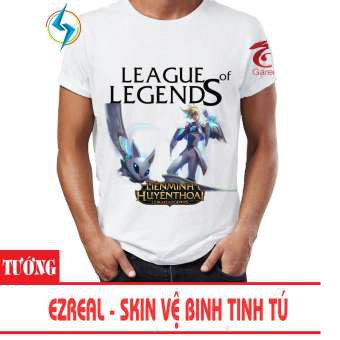 Áo thun Liên Minh Huyền Thoại 3D Tướng Ezreal Skin Vệ Binh Tinh Tú (Trắng)