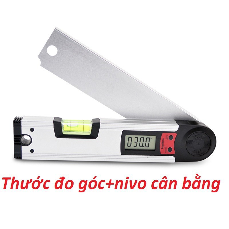 Thước đo góc điện tử + nivo cân bằng 2 trong 1 dài 250mm kèm pin