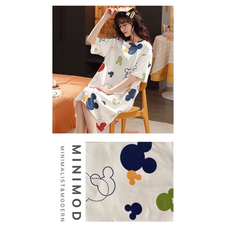 Đầm ngủ có tay hoạ tiết dễ thương | BigBuy360 - bigbuy360.vn