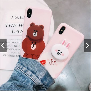 Ốp lưng iphone - Ốp lưng gấu + Thỏ + Tặng Popsocket - cho iphone 5 5s 6 6s 6plus 6sPlus 7Plus 8Plus