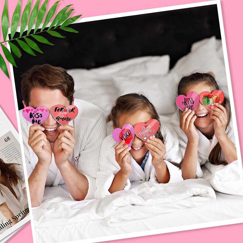 Bộ 60 Trái Tim Đỏ Bằng Acrylic Kèm Dây Ruy Băng Đỏ Dùng Làm Quà Valentine