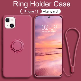 Ốp lưng màu nhám có nhẫn móc cho điện thoại iPhone 13 12 11 Pro max 13 12