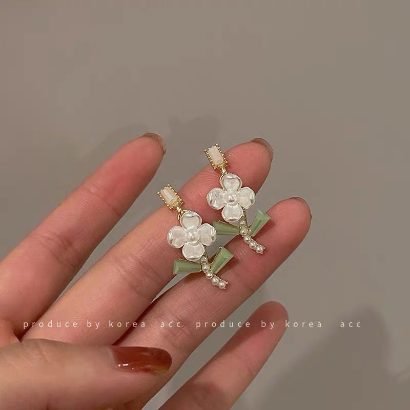 Khuyên Tai Hình Hoa Tulip Đính Nơ Phong Cách Thanh Lịch Cho Nữ