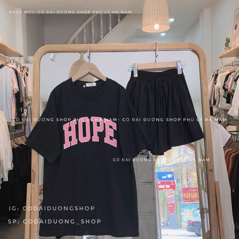 Bộ Đùi Nữ [FREESHIP] Set Đồ Nữ HOPE-Bộ Quần Short Đùi Áo Form Rộng Tay Lỡ, Sooc Phông Mặc Ở Nhà Ulzzang