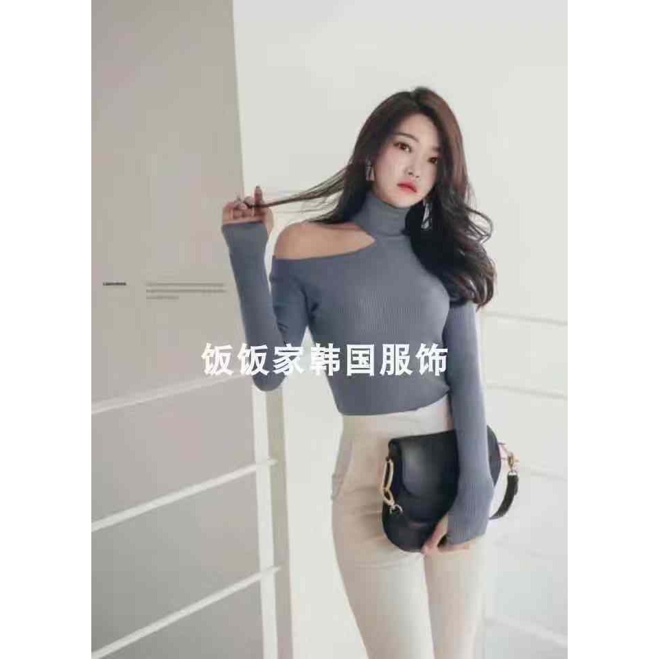 Áo Dệt Kim Cổ Cao Hở Vai Dáng Ôm Thời Trang Thu Đông Quyến Rũ Cho Nữ | BigBuy360 - bigbuy360.vn