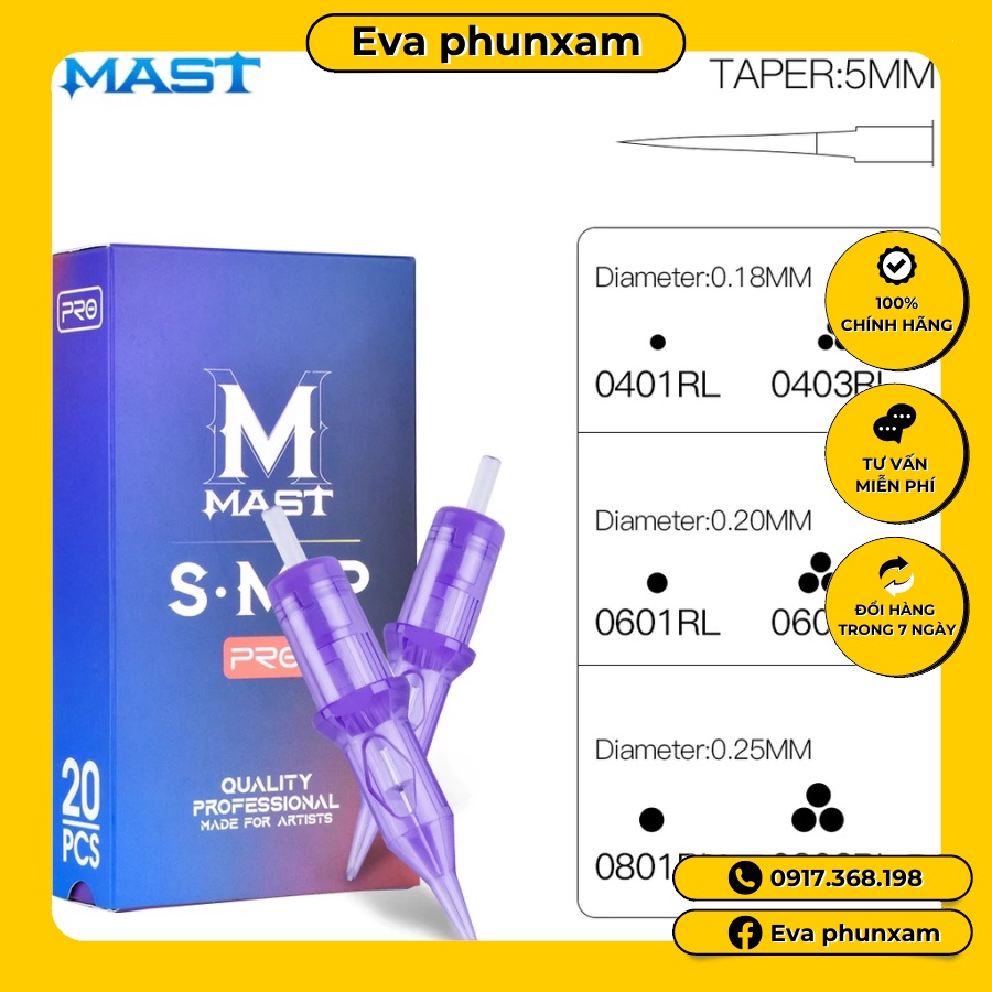 Hộp Kim 1 Máy Pen MAST PRO Tím Chính Hãng Phun Xăm