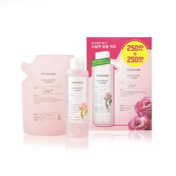 Set Mamonde Rose Water Toner [Chai 250ml + Túi 250ml]