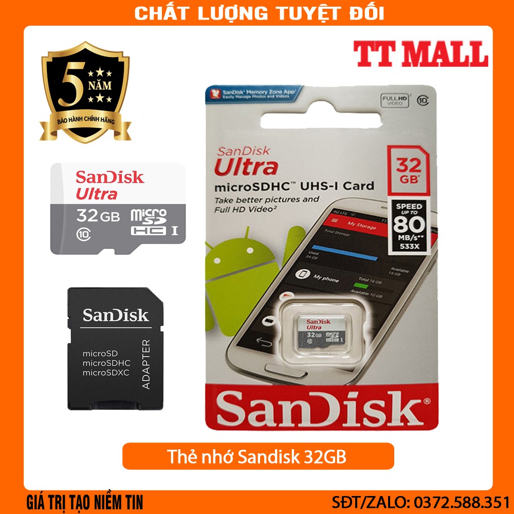 Thẻ Nhớ MicroSDHC SanDisk Ultra 32GB