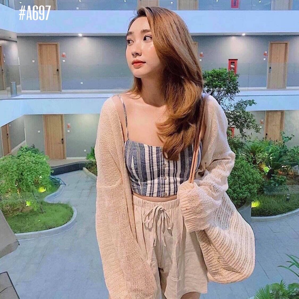 [SHIP 2H] Áo khoác len nữ cardigan mỏng, form dáng dài - 3 màu: nude, nâu, trắng