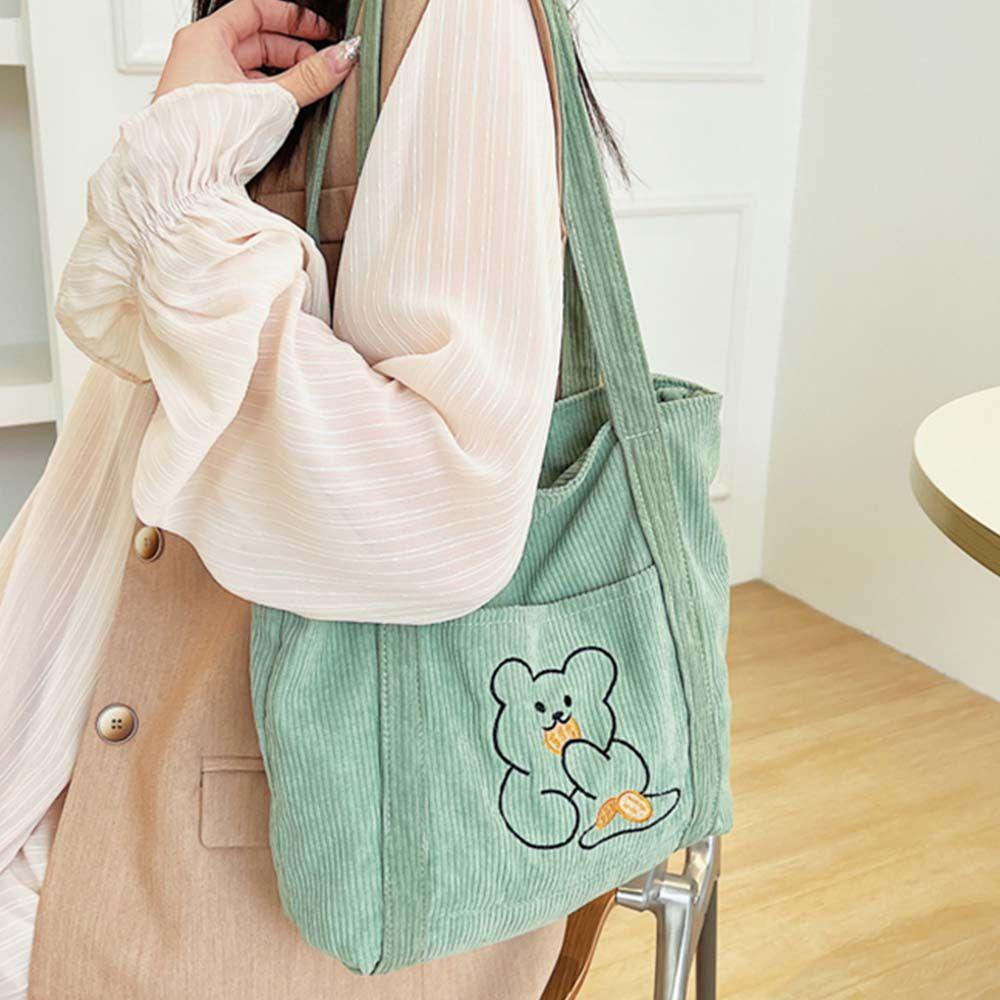 Túi Xách Tay Đựng Điện Thoại / Tiền Xu Bằng Vải Nhung Kẻ In Hoạt Hình 2Lip