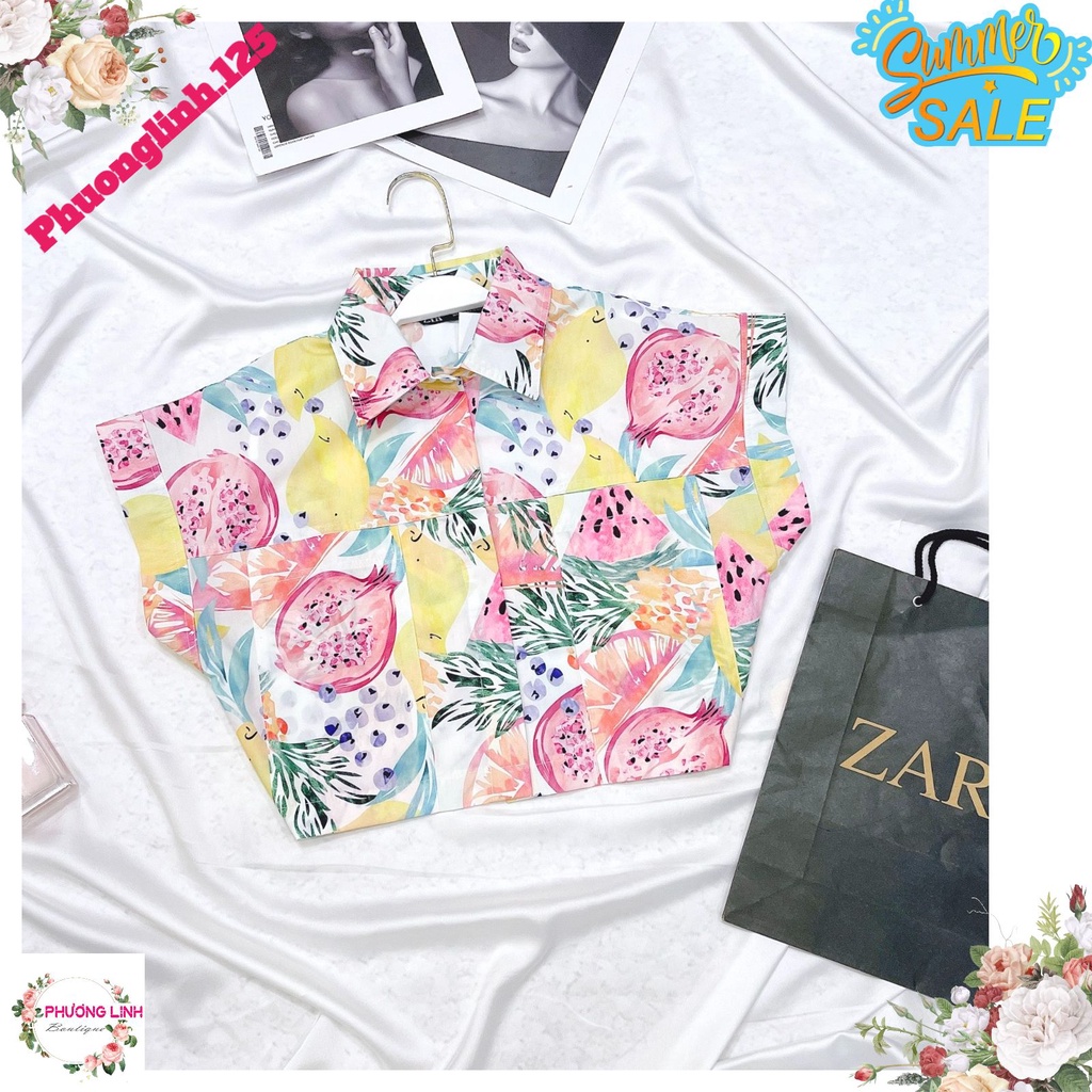 [Mã FAMARAL1 giảm 10K đơn 50K] ÁO HOA ZR CROP CỰC HOT