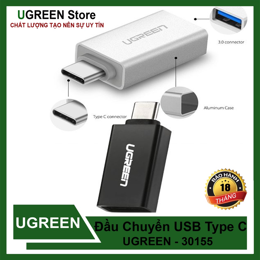 Đầu chuyển USB Type C to USB 3.0 UGREEN 30155 hàng chính hãng