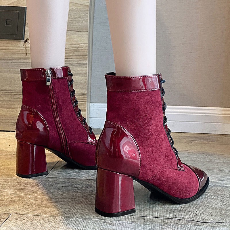 Giày bốt martin gót cao phối dây cột phong cách Anh Quốc thu đông 2020 | BigBuy360 - bigbuy360.vn