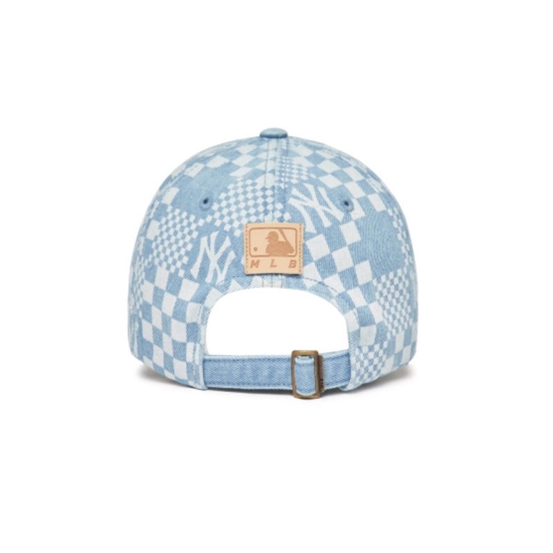 Mũ MLB denim checkerboard xanh nhạt
