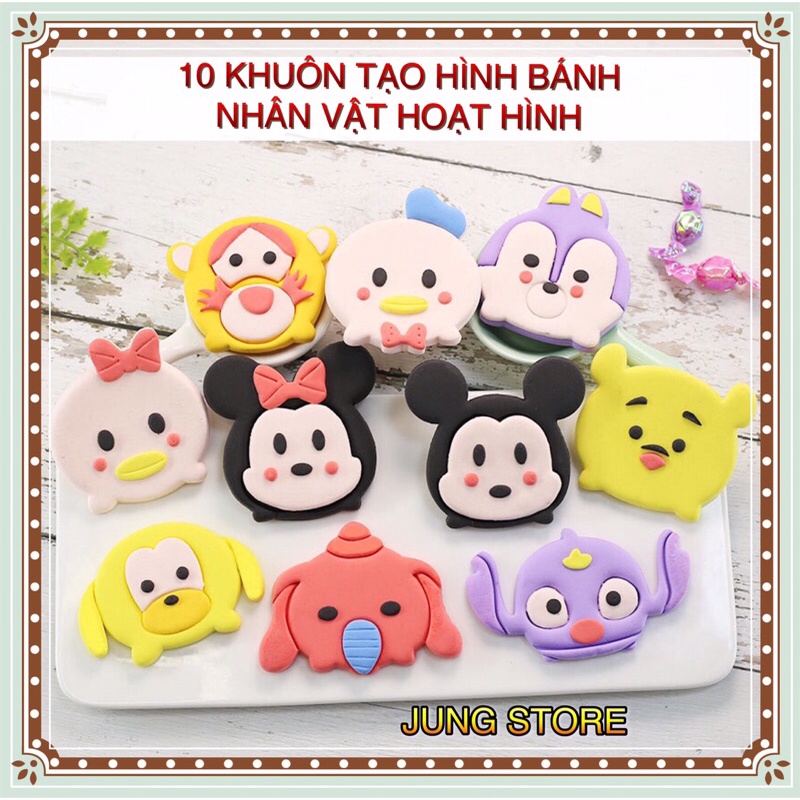 Khuôn tạo hình bánh bao chay, bánh trôi, bánh mì, bánh ăn dặm cho bé, bộ khuôn 10 mẫu nhân vật hoạt hình