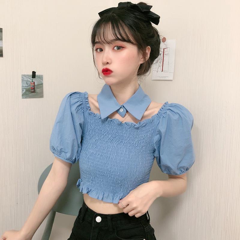 Cổ Phiếu Sẵn SàngAh F & X Áo Sơ Mi Cổ Một Bên Vai Tay Phồng Ngắn Có Thể Tháo Rời Thời Trang Mùa Hè 2022 Dành Cho Nữ
