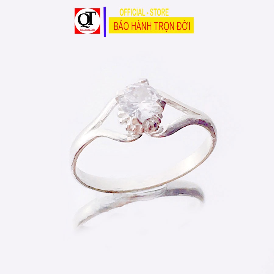 Nhẫn trẻ con cho bé gái chất liệu bạc ta gắn đá trắng sáng trang sức Bạc Quang Thản – QTTC3