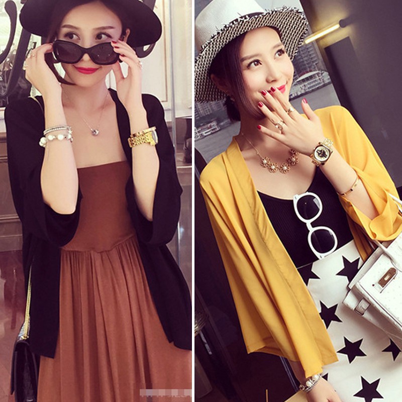 Áo khoác voan dáng dài phong cách Hàn Quốc thanh lịch dành cho nữ | BigBuy360 - bigbuy360.vn