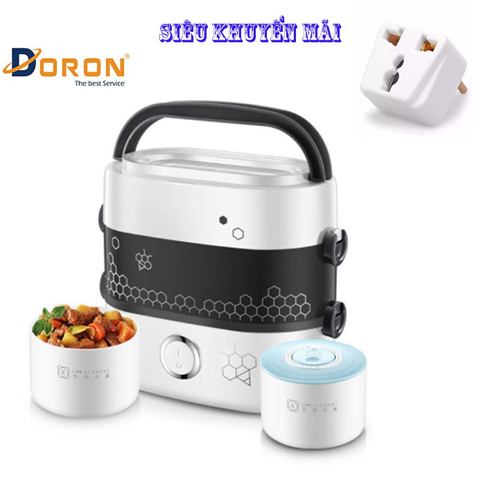 Hộp Cơm Điện Giữ Nhiệt Và Nấu Chín Thức Ăn 4 Lõi Sứ (Tặng kèm 1 phích cắm điện chuyển đổi chấu)