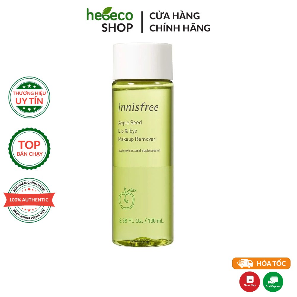 Tẩy Trang Mắt Môi Làm Sạch Sâu Innisfree Apple Seed Lip &amp; Eye Remover 100ml - Hàn Quốc Chính Hãng