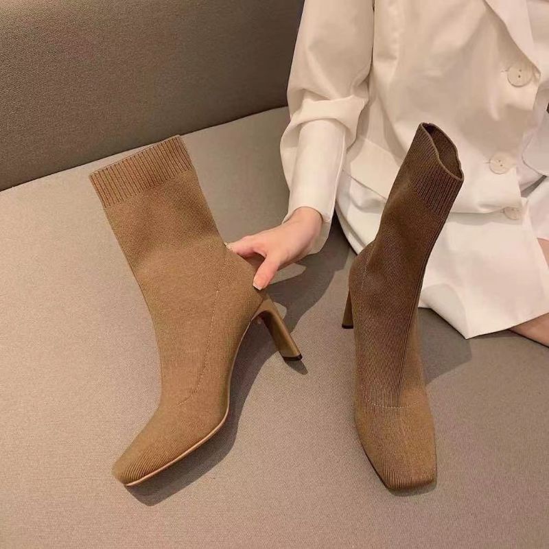C(ẢNH THẬT) Boot Len Chun Co Dãn Sexy Gót Dẹp 7p Mềm Êm Fullbox Cao Cấp