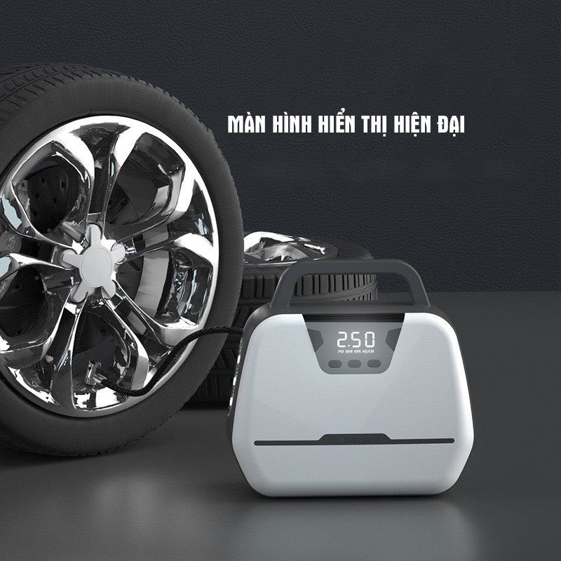 Bơm lốp xe ô tô, xe hơi tự động ngắt khi bơm đầy AIR COMPRESSOR ATJ-1866, có đèn chiếu sáng- BẢO HÀNH 3 THÁNG!