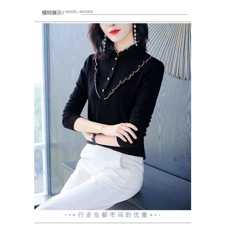 Áo thun dài tay phong cách phương Tây thời trang thu đông dành cho nữ