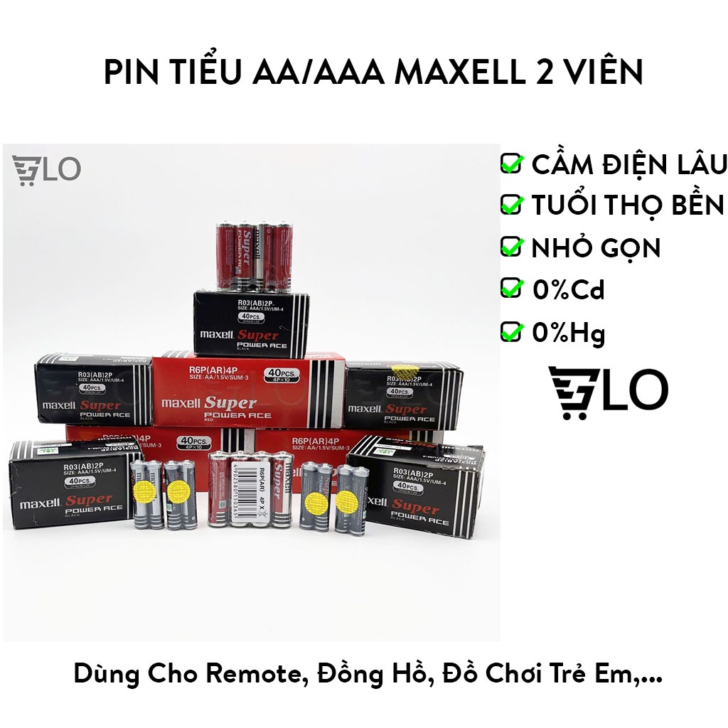 Pin tiểu AAA/AA Maxell 2 viên chính hãng loại 1 (pin tiểu nhỏ)